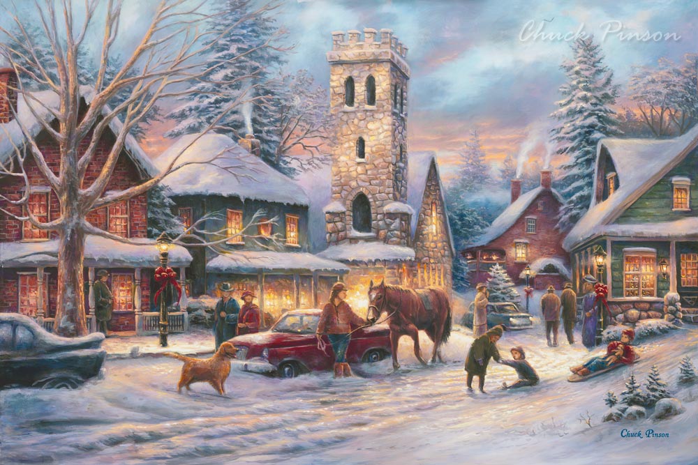 Winter Town Painting