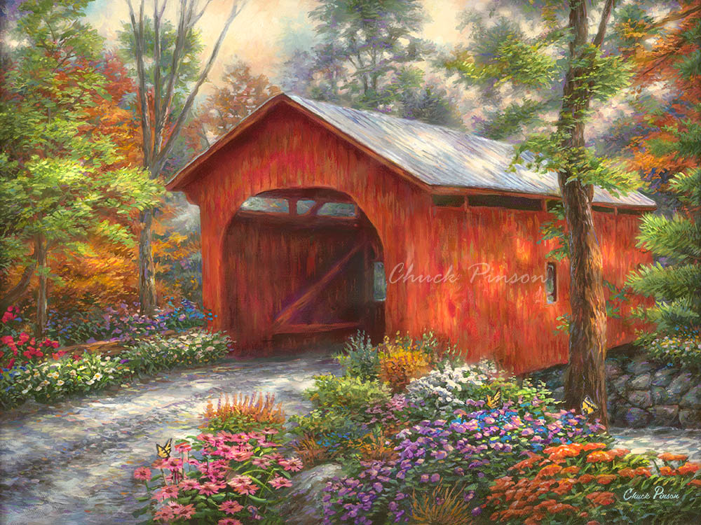 CANVAS GICLEE - Red Covered Bridge