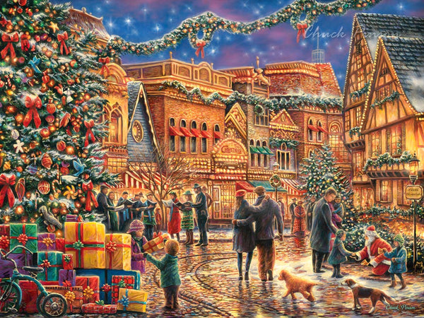 Original Christmas At Town Square 18x24 Chuck Pinson Art For Inspired Living