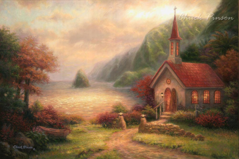 Molokai Church Saint Damien Painting Hawaii