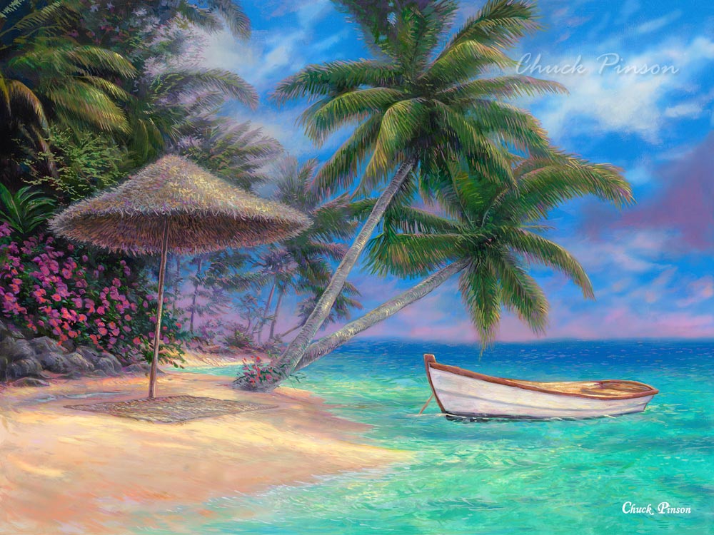 Tropical Art Caribbean Beach
