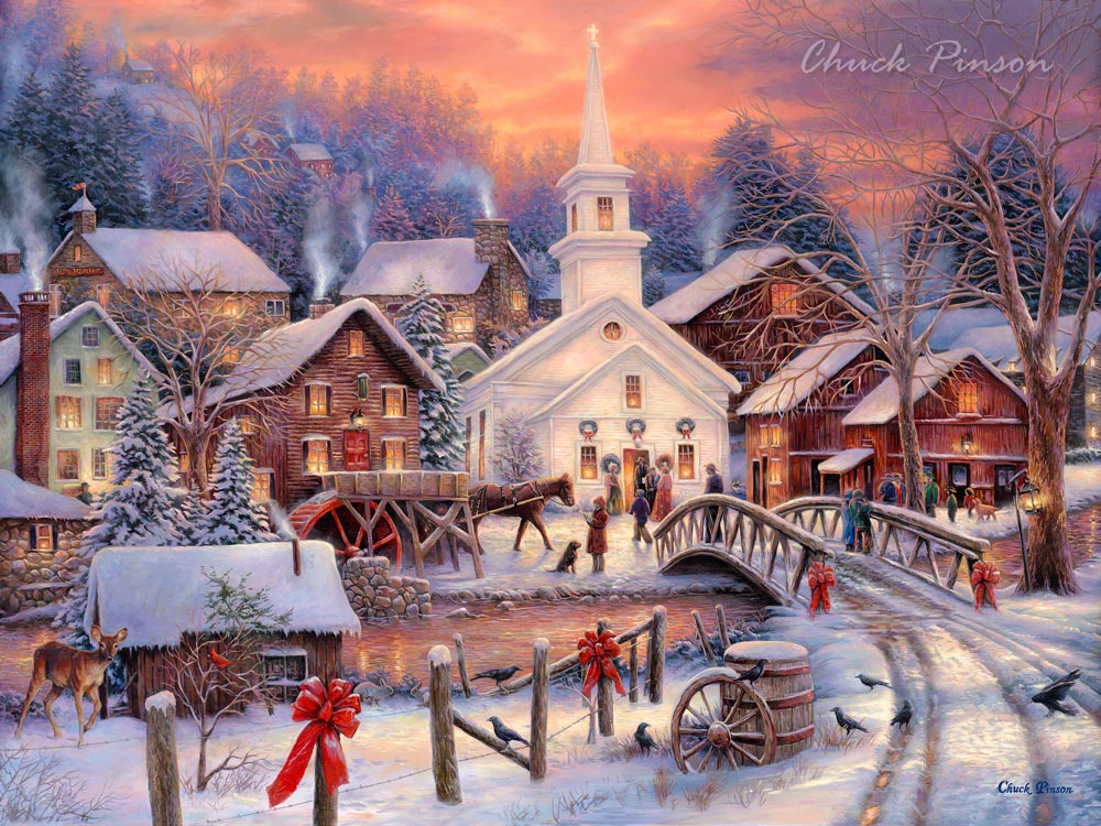 Christmas Village Painting