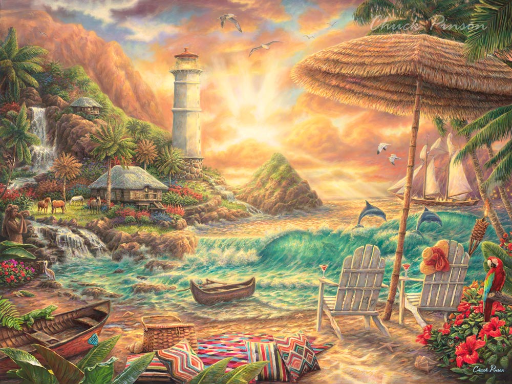 Beautiful beach sunset painting