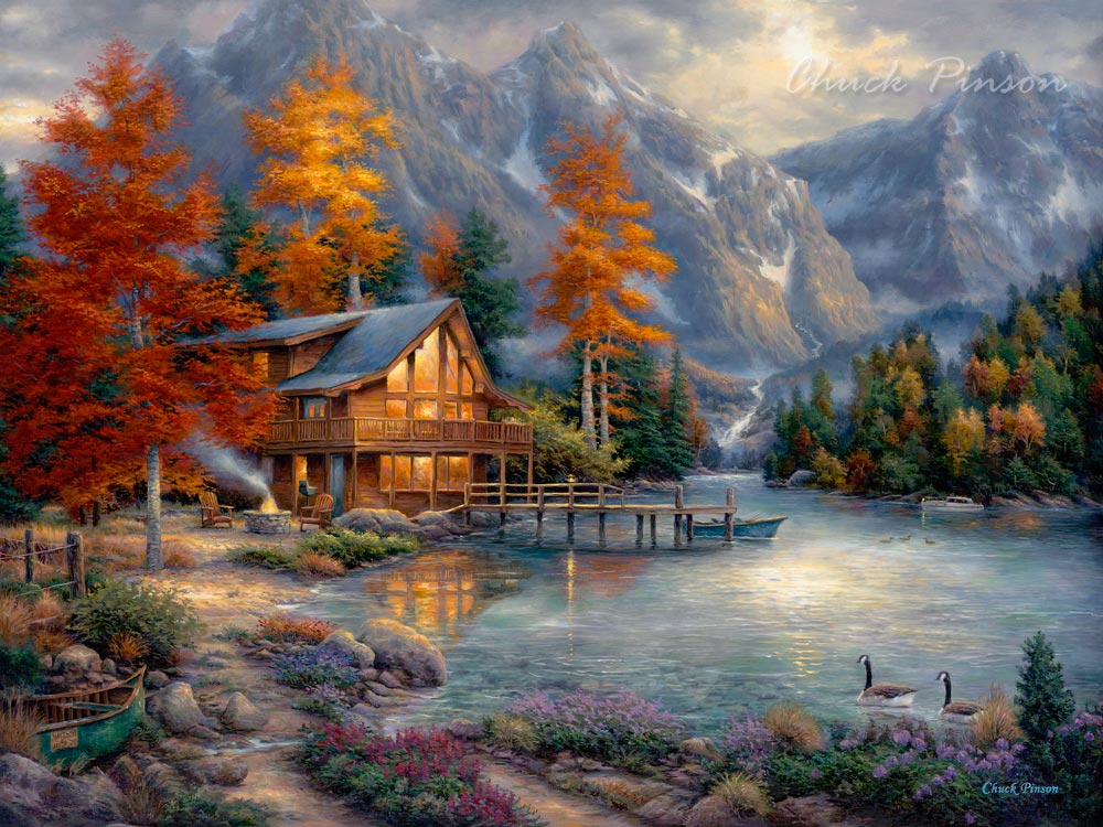 beautiful cabin art meditation painting