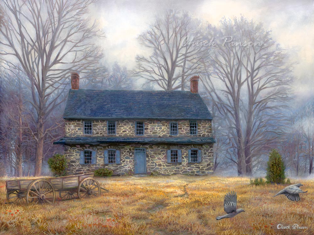 Stone House Painting heirloom antique